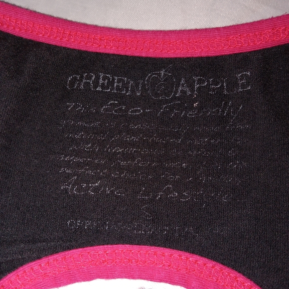 Green Apple Black/ Pink Tank Top Built-in Bra Small - Picture 4 of 8